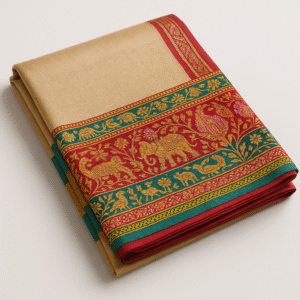 Heritage Banarasi Border Handloom Saree – Animal Motif Weave